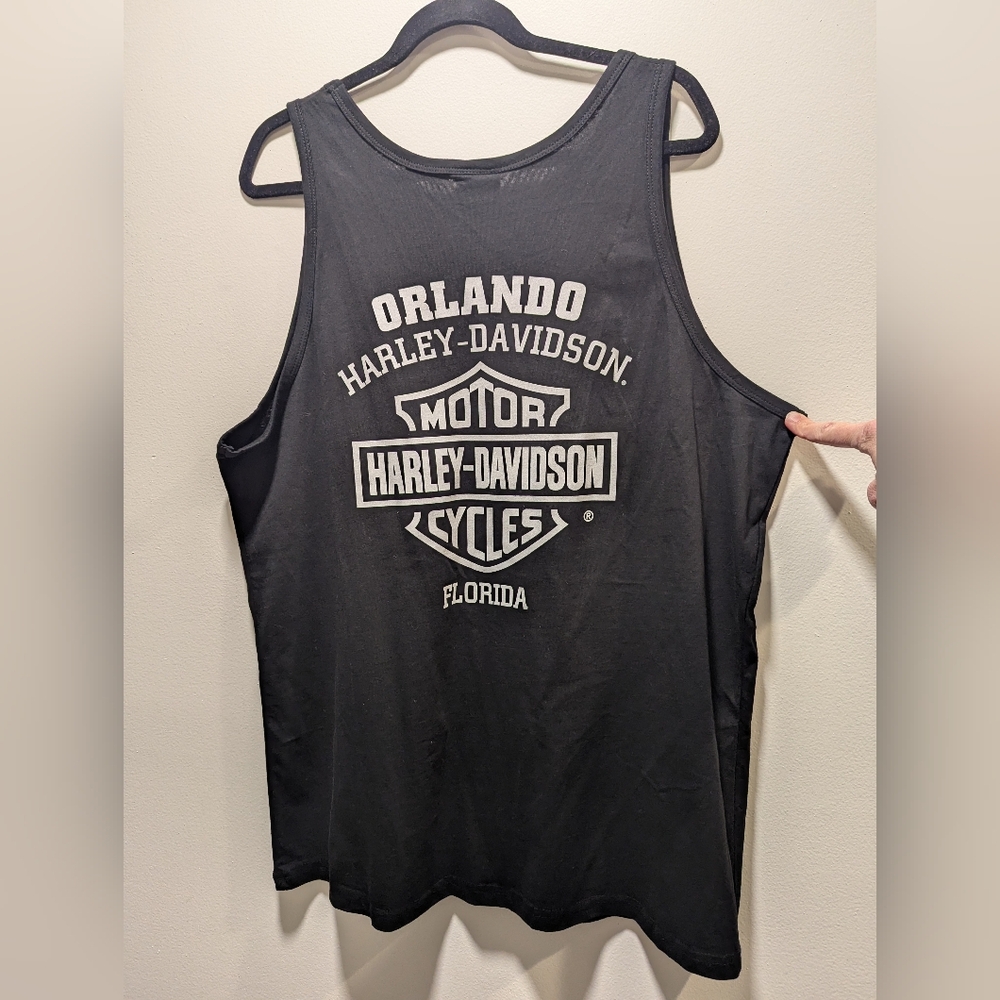 Harley-Davidson Men's Black Tank Top XL Orlando Florida Motorcycle Speed Power - Picture 5 of 6